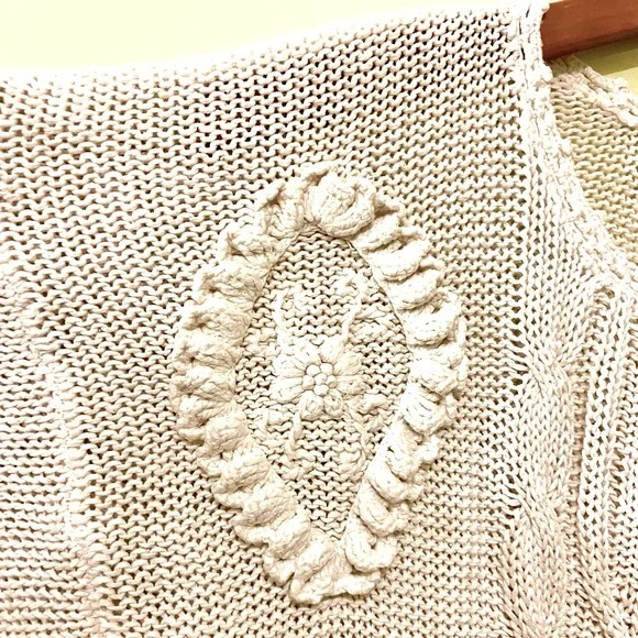 Vintage cotton / ramie sweater Aran style sweater - Picture 6 of 11